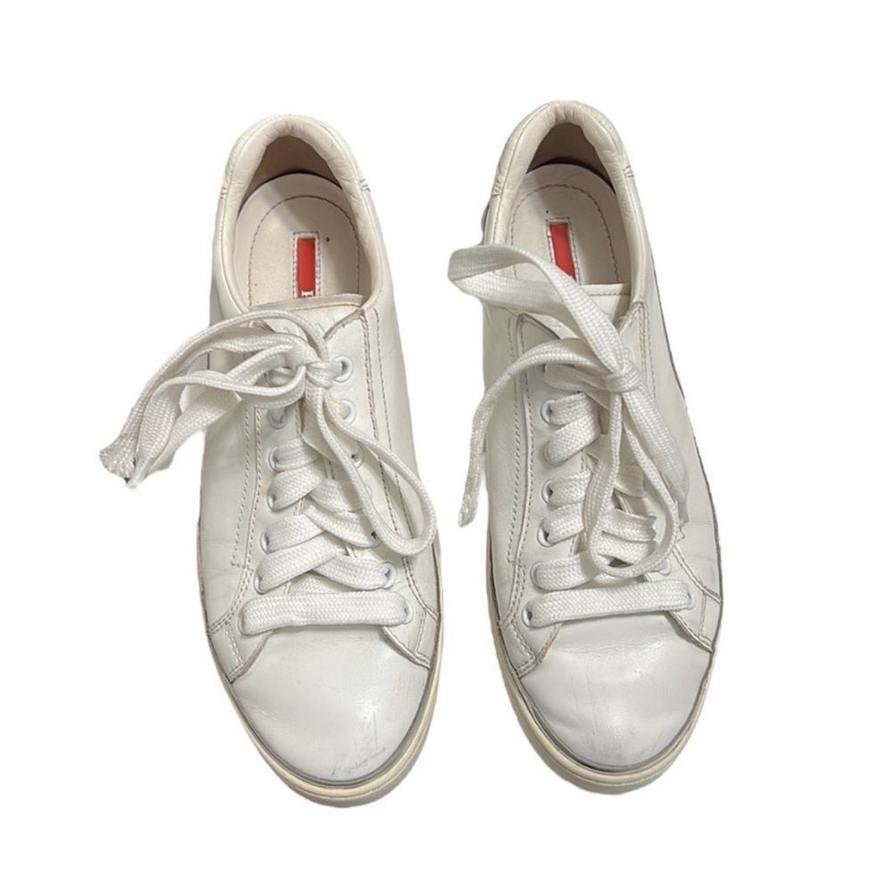 Prada White Leather Sneakers Size 37.5